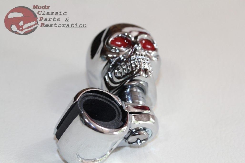 Custom Chrome Skull Suicide Spinner Steering Wheel Clamp On Brody Style